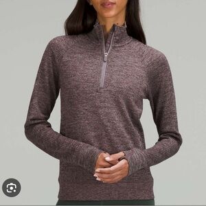 Lululemon Engineered Warmth Half Zip Long Sleeve- Size 8 in Lunar Rock/Chrome